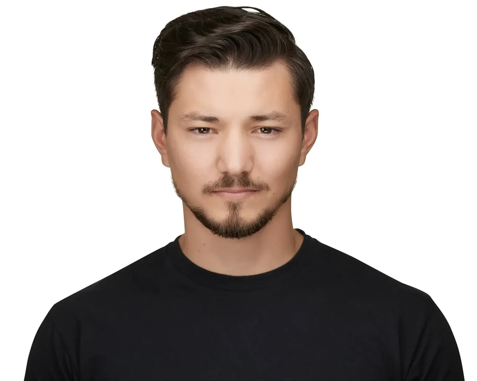 White background actor headshot in studio