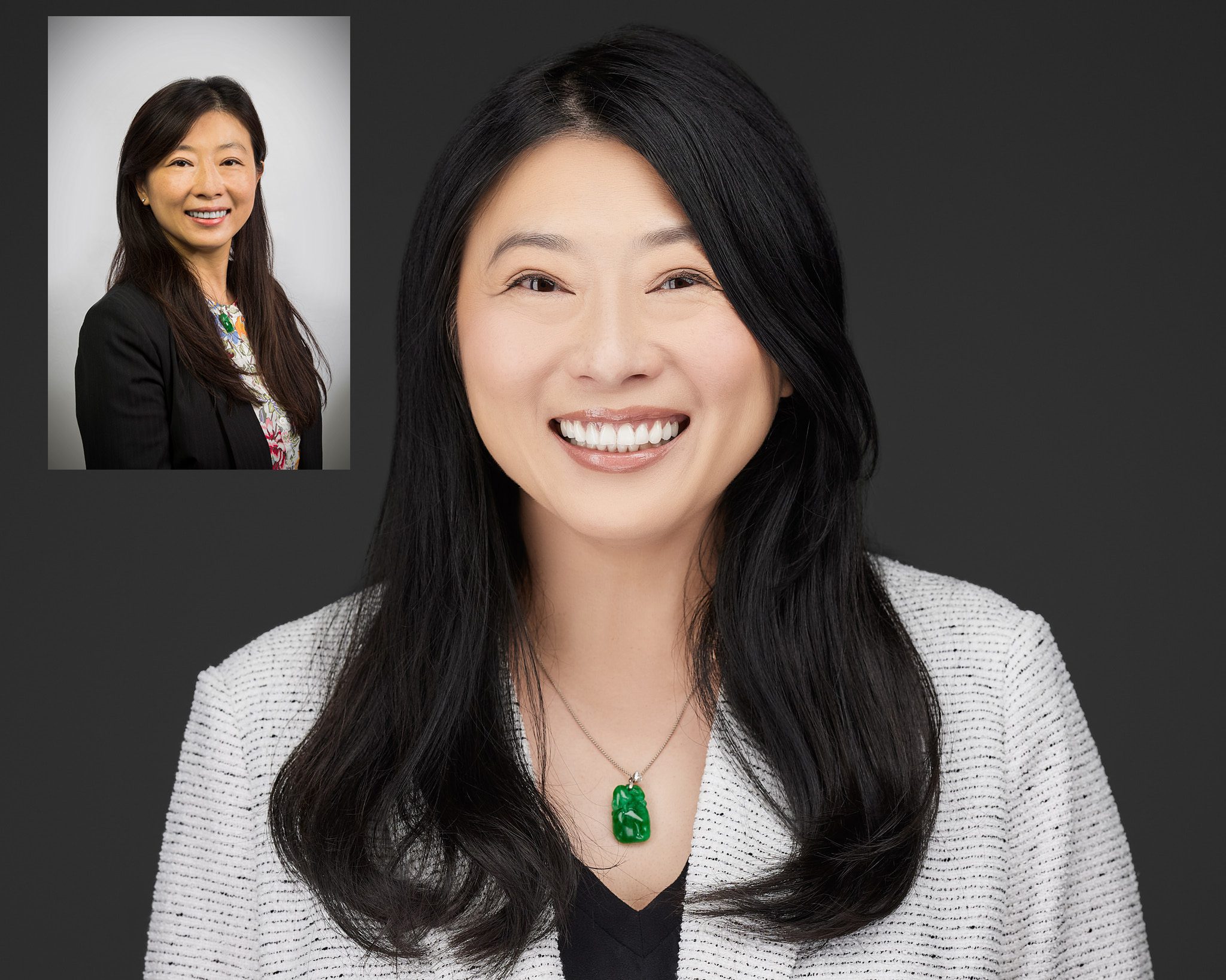 Professional headshot before and after transformation