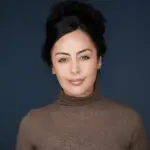 professional headshot in Orange County on blue background