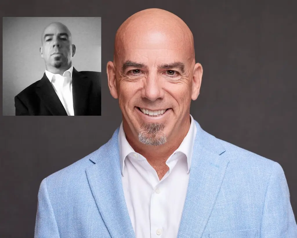 Professional headshot before and after transformation